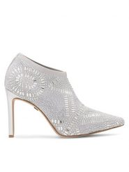 Nine West Półbuty MAJDY FF-1717 Srebrny. Szare czółenka damskie Nine West, bez wzorów, z materiału, bez obcasa, na obcasie. Za 299.99 zł.