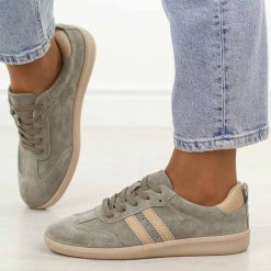 Khaki skórzane półbuty damskie Filippo Dp7508/26. Brązowe półbuty damskie Filippo, na jesień, bez wzorów, z jeansu, bez obcasa, na płaskiej podeszwie, bez zapięcia. Za 219.00 zł.