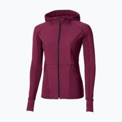 Kurtka do biegania damska Mizuno Active Warm Hybrid Full Zip Hooded. Fioletowe kurtki damskie Mizuno, xl, bez wzorów, z materiału, bez kaptura. Za 229.99 zł.
