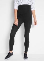 Legginsy ciążowe (2 pary) z bawełny organicznej. Czarne legginsy damskie bonprix, bez wzorów, z bawełny. Za 124.99 zł.