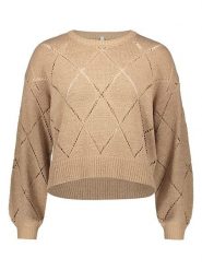 ONLY Sweter w kolorze jasnobrązowym rozmiar: XL. Brązowe swetry klasyczne damskie Only, xl, bez kołnierzyka. Za 82.99 zł.