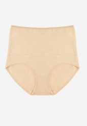 Beżowe Modelujące Majtki z Bawełny High Waist Nilionea. Brązowe bielizna korygująca Renee, bez wzorów, z bawełny. Za 14.99 zł.