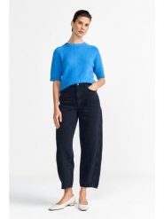 Rich & Royal Dzianinowa bluzka w kolorze niebieskim rozmiar: S. Niebieskie bluzki damskie Rich & Royal, s, bez wzorów, z dzianiny, bez kołnierzyka, bez ramiączek. Za 209.33 zł.