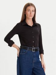 Tommy Hilfiger Koszula 1985 WW0WW43528 Czarny Slim Fit. Czarne koszule damskie Tommy Hilfiger, xs, bez wzorów, z bawełny, bez kołnierzyka, bez ramiączek. Za 429.99 zł.
