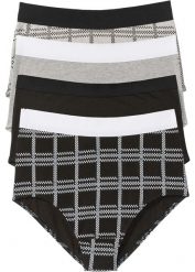 Figi z wysokim stanem z bawełny organicznej (4 pary). Czarne figi bonprix, bez wzorów, z bawełny. Za 74.99 zł.