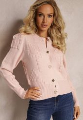 Różowy Wiskozowy Kardigan ze Ściągaczami Zapinany na Guziki Genadia. Czerwone kardigany damskie Renee, bez wzorów, z wiskozy. Za 129.99 zł.