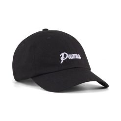 Czapka typu dad Essentials Script PUMA. Czarne czapki damskie Puma, bez wzorów. Za 89.00 zł.