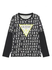 Guess Bluzka L5YI04 K8HM4 Czarny Regular Fit. Czarne t-shirty i koszulki chłopięce Guess, z aplikacjami, z bawełny, bez kołnierzyka, bez ramiączek. Za 99.99 zł.