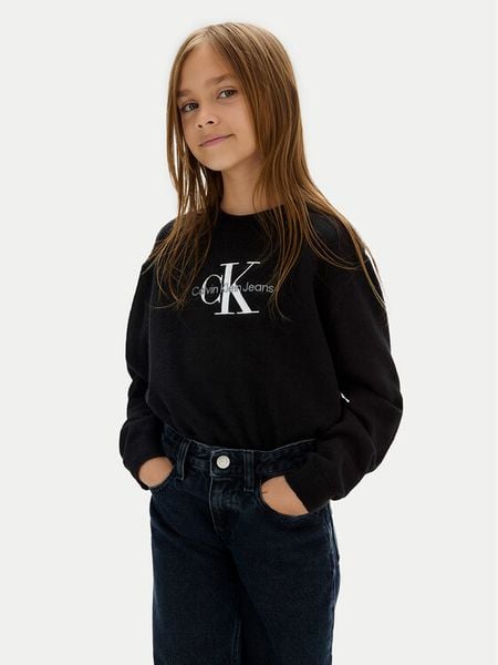 Calvin Klein Jeans Sweter Monologo IG0IG02830 M Czarny Regular Fit. Czarne swetry dziewczęce Calvin Klein Jeans, bez wzorów, z bawełny, bez kołnierzyka, bez ramiączek. Za 169.99 zł.