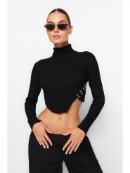 Trendyol Sweter w kolorze czarnym rozmiar: M. Czarne golfy damskie Trendyol, m, bez wzorów, bez ramiączek. Za 87.40 zł.