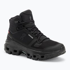Buty damskie On Cloudrock Mid Waterproof. Czarne obuwie trekkingowe damskie On, z materiału, przed kolano, bez zapięcia. Za 1,052.95 zł.