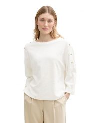 Tom Tailor Bluzka w kolorze kremowym rozmiar: M. Brązowe bluzki damskie Tom Tailor, m, z aplikacjami, z bawełny, bez kołnierzyka, bez ramiączek. Za 82.64 zł.