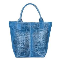 Shopper bag skórzany niebieski croco L94. Niebieskie shopper bag z aplikacjami, z materiału, małe, bez dodatków. Za 230.99 zł.