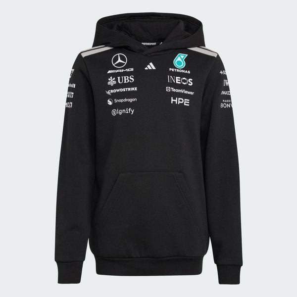 BLUZA Z KAPTUREM MERCEDES - AMG PETRONAS FORMULA 1 TEAM DRIVER. Czarne bluzy damskie Adidas, bez wzorów, z bawełny, z kapturem. Za 369.00 zł.