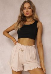 Beżowe Szorty Agathima. Brązowe szorty damskie Renee, z aplikacjami, z wiskozy. Za 34.99 zł.