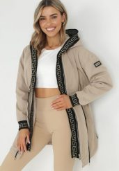 Ciemnobeżowa Kurtka Parka z Nieodpinanym Kapturem i Dekoracyjnym Ściągaczem Imola. Brązowe kurtki damskie Born2be, l. Za 219.99 zł.