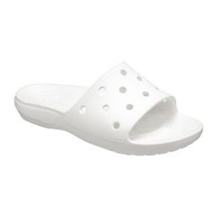 Klapki basenowe Crocs Classic Slide. Zielone klapki damskie Crocs, bez wzorów, bez obcasa, bez zapięcia. Za 132.00 zł.