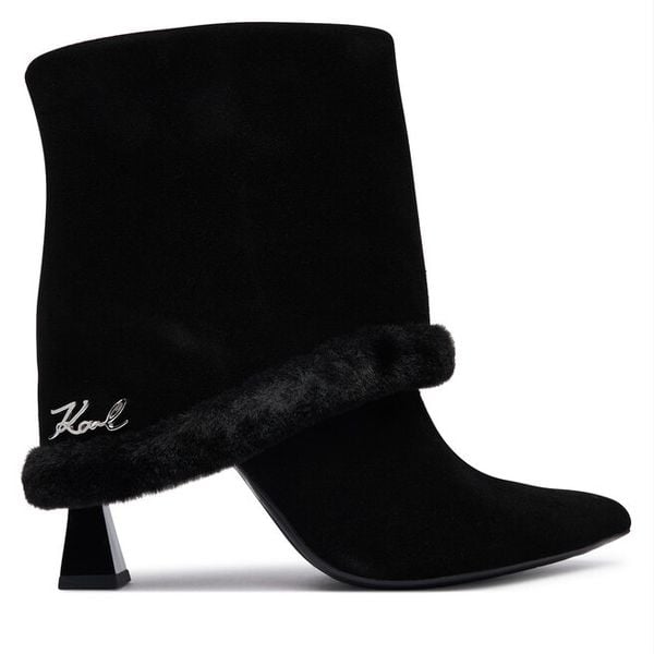 Botki KARL LAGERFELD. Czarne botki damskie KARL LAGERFELD, bez obcasa, na słupku, bez zapięcia. Za 1,059.00 zł.