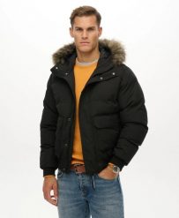 Superdry Everest Hooded Puffer Bomber Jacket — pikowana kurtka z kapturem,. Czarne kurtki damskie Superdry, xl, bez wzorów, z elastanu, z kapturem. Za 756.50 zł.