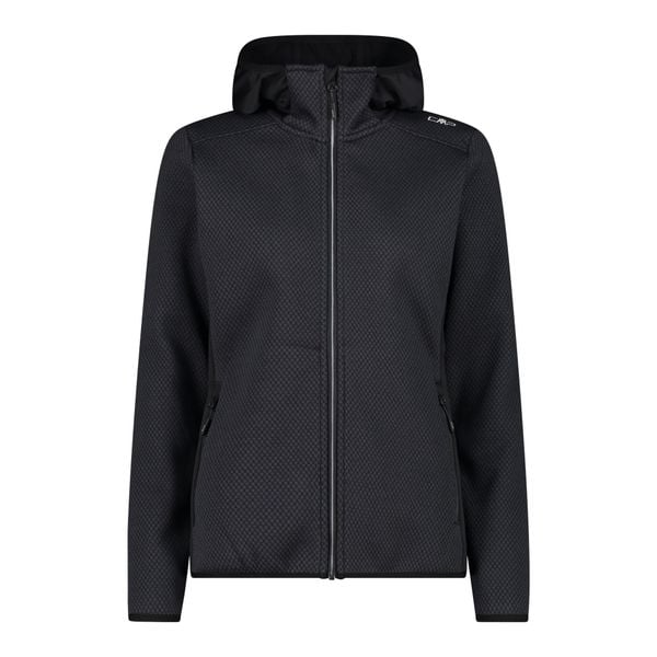 Bluza damska turystyczna CMP 34H2876. Czarne bluzy damskie CMP, na zimę, bez wzorów, z materiału, z kapturem. Za 249.99 zł.