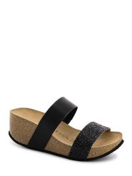 BACKSUN Klapki "Libreville" w kolorze czarnym na koturnie rozmiar: 38. Czarne klapki damskie Backsun, bez wzorów, z otwartym noskiem, bez obcasa, na koturnie, bez zapięcia. Za 130.99 zł.