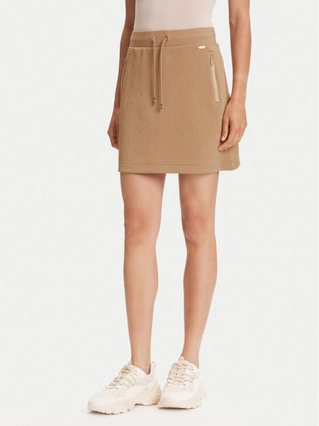 Guess Spódnica mini V5YD03 KBSL2 Brązowy Regular Fit. Brązowe spódnice damskie Guess, s, z aplikacjami, z syntetyku, mini. Za 159.99 zł.