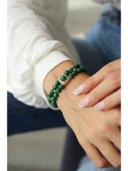 Pierres delicates Pozłacana bransoletka z malachitami rozmiar: onesize. Żółte bransoletki damskie Pierres delicates, pozłacane. Za 87.61 zł.