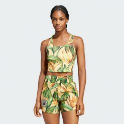 Koszulka adidas x FARM Rio Training Tank. Zielone koszulki damskie Adidas, l, bez wzorów, z materiału, bez kołnierzyka, bez ramiączek. Za 148.35 zł.