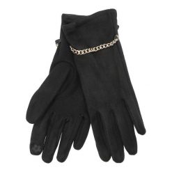 Czarne Rękawiczki Glamour Damskie Armodo. Czarne rękawiczki damskie Armodo, bez wzorów, z tkaniny. Za 49.99 zł.