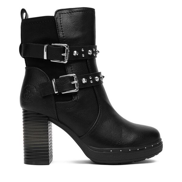 Botki Beverly Hills Polo Club. Czarne botki damskie Beverly Hills Polo Club, bez obcasa, na słupku, bez zapięcia. Za 319.99 zł.