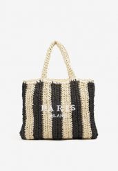 Czarna Torebka Shopper Plażowa z Napisem Navirael. Czarne shopper bag Born2be, bez wzorów, bez dodatków. Za 79.99 zł.