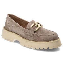 Beżowe Półbuty Filippo Eleganckie Obuwie Damskie. Brązowe półbuty damskie Filippo, na wiosnę, bez wzorów, z materiału, bez obcasa, bez zapięcia. Za 169.00 zł.