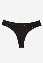 Czarne Majtki Stringi z Bawełną w Kwiaty Calylia. Czarne stringi Born2be, bez wzorów, z bawełny. Za 5.99 zł.