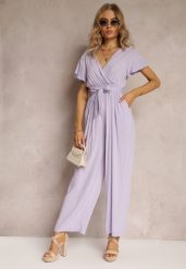 Fioletowy Kombinezon z Wiskozy Zotolio. Fioletowe sukienki damskie Renee, bez wzorów, z materiału, eleganckie, bez ramiączek. W wyprzedaży za 55.99 zł.