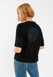 Modna koszulka, Comfort Fit, T-TUZ. Czarne koszulki damskie Volcano, m, bez wzorów, z bawełny, bez kołnierzyka, bez ramiączek. Za 69.99 zł.