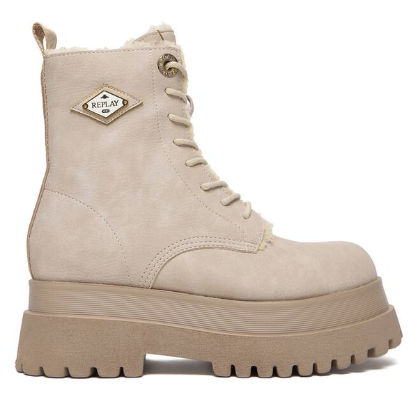 Botki REPLAY. Brązowe botki damskie Replay, bez obcasa, na płaskiej podeszwie, bez zapięcia. Za 619.99 zł.