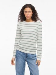 Vila Sweter "Vidalo" w kolorze biało-zielonym rozmiar: XL. Białe swetry klasyczne damskie Vila, xl, z bawełny, bez kołnierzyka. Za 105.88 zł.