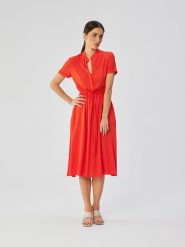 Stylove Sukienka w kolorze koralowym rozmiar: L. Czerwone sukienki damskie Stylove, bez wzorów, z wiskozy, bez ramiączek. Za 154.07 zł.