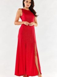 Sukienka Model A549 Red - awama. Czerwone sukienki damskie Awama, bez wzorów, z elastanu, eleganckie, bez ramiączek. Za 334.28 zł.