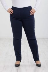 Granatowe spodnie Nilda z prostą nogawką wysoki stan PLUS SIZE XXL. Spodnie materiałowe damskie Nasi partnerzy, bez wzorów, z elastanu, krótkie. Za 159.90 zł.
