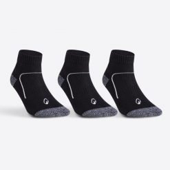 Skarpety sportowe tenis RS900 MID 3 pary. Czarne skarpetki damskie Decathlon, bez wzorów, z bawełny. Za 54.99 zł.