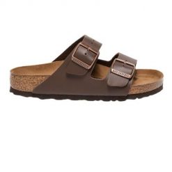 Klapki turystyczne uniseks Birkenstock Arizona 51701. Brązowe klapki damskie Birkenstock, bez wzorów, z materiału, bez obcasa, bez zapięcia. Za 359.00 zł.