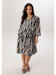 Aniston Sukienka w kolorze czarno-kremowym rozmiar: 46. Brązowe sukienki damskie Aniston, bez wzorów, z wiskozy, bez ramiączek. Za 217.99 zł.