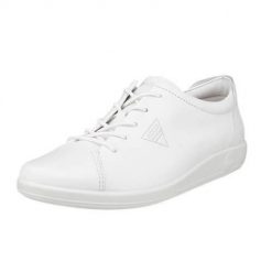 Buty do chodzenia damskie Ecco Soft 2.0 Anniversary. Białe obuwie sportowe damskie ECCO, z materiału, bez zapięcia, trekkingowe. Za 767.00 zł.