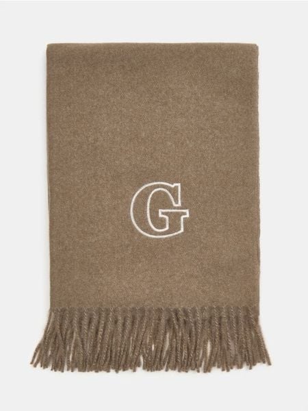 Szalik z frędzlami - brązowy. Brązowe szaliki damskie Sinsay, bez wzorów. W wyprzedaży za 13.99 zł.