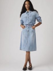Levi's Sukienka dżinsowa w kolorze błękitnym rozmiar: XS. Niebieskie sukienki damskie Levi's, bez wzorów, z bawełny, klasyczne, bez ramiączek. Za 234.95 zł.