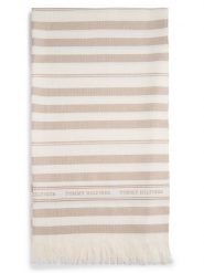 Tommy Hilfiger tkany szalik z zawartością lnu - Premium Beach Scarf Kobiety Bawełna beżowy, ONE SIZE. Brązowe szaliki damskie Tommy Hilfiger, bez wzorów, z bawełny. Za 229.95 zł.