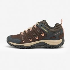 Buty turystyczne damskie Merell Crosslander. Brązowe obuwie trekkingowe damskie Merrell, z kauczuku, bez zapięcia. Za 329.99 zł.