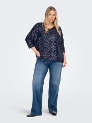 ONLY Carmakoma Bluzka w kolorze srebrno-granatowym rozmiar: 42/44. Niebieskie bluzki damskie Only Carmakoma, bez wzorów, bez kołnierzyka, bez ramiączek. Za 131.12 zł.