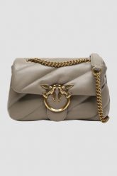 PINKO Ciemno beżowa torebka Love Puff Mini CL. Brązowe torebki wieczorowe damskie Pinko, bez wzorów, ze skóry, bez dodatków. W wyprzedaży za 1,289.99 zł.